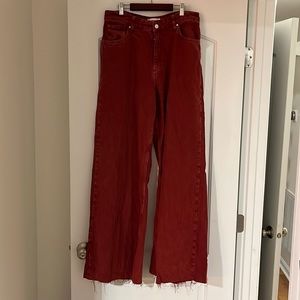 MNG Red Wide Leg Jeans